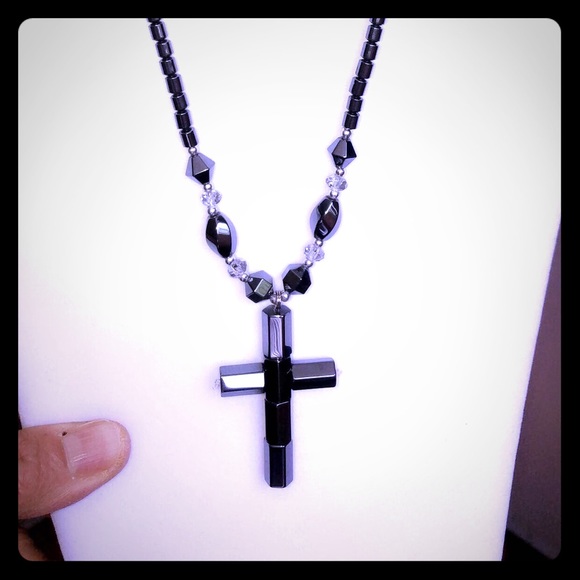 Hematite Cross Necklace - Picture 1 of 1
